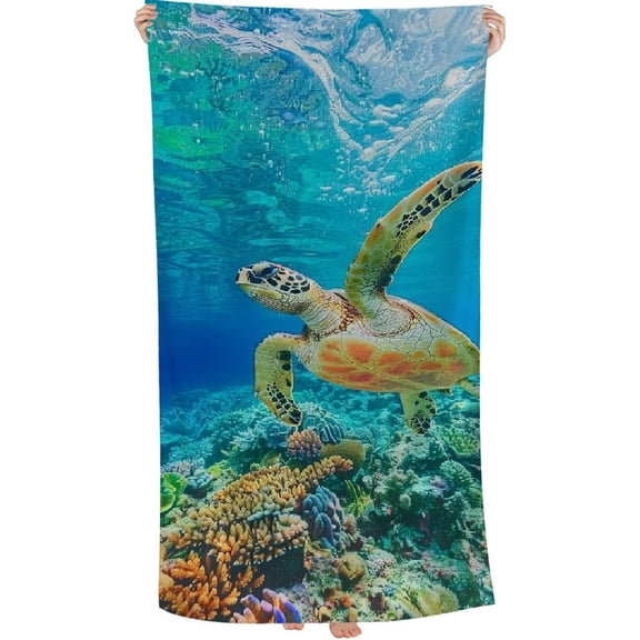 PHYHOO Marine Turtle , Ocean Sea Turtle Large Oversized Soft Bath Towel, Towel for Swimming 30x60in