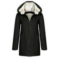 thumbnail image 4 of Olyvenn Stylish Women's Autumn And Winter New Large Coat Solid Color Plush Solid Color Hooded Cardigan Coat Women Cold Weather Thicken Furry Lined Thermal Down Jackets Black 6, 4 of 4
