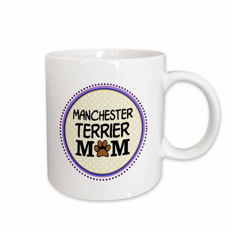 

3dRose Manchester Terrier Dog Mom - Doggie mama by breed - paw print mum love doggy lover pet owner circle Ceramic Mug 15-ounce