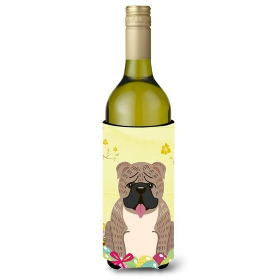 Carolines Treasures BB6126LITERK Easter Eggs English Bulldog Grey Brindle Wine Bottle Beverge Insulator Hugger