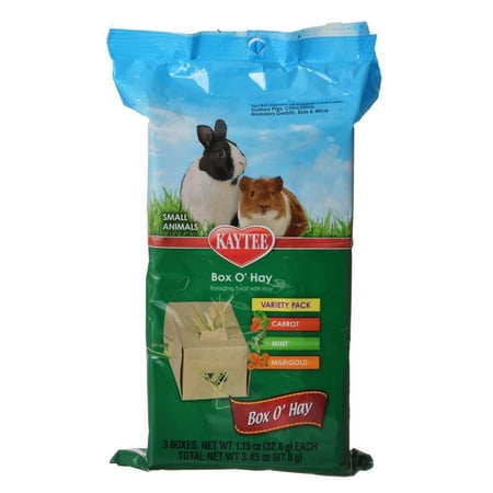 Kaytee Box 'O Hay Variety Pack - Carrot, Mint & Marigold [Small Pet, Small Pet Treats] 3.4 oz