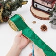 thumbnail image 3 of Green 10 Yards(9.14m) Single Face Velvet Wired Ribbon 2-1/2inch(6.2cm) Wide Green Velvet Christmas Ribbon Trimming Satin Ribbon Rolls Polycotton Ribbon Trim for Tree Wreaths Decor Gift Wrapping, 3 of 7