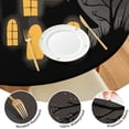 thumbnail image 4 of Round Halloween Tablecloth with Elastic Border for 52 Inch Table - Pumpkin themed Washable Fabric Kitchen Party Supplies, 4 of 6