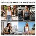 thumbnail image 6 of 3Pcs Women's Square Neck Wide Strap Slim Cropped Tank Top, Basic Sleeveless Camisole, 6 of 7