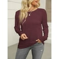 thumbnail image 5 of Women Long Sleeve Crew Neck Slim Fit Stretchy Layer T Shirts Tops, 5 of 6