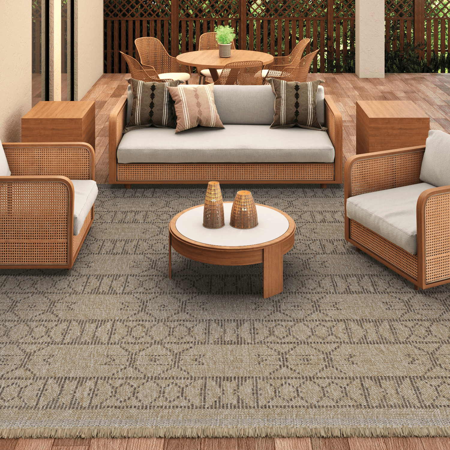 Couristan Naturalistic Adobe Indoor/ Outdoor Area Rug, Natural-Brown, 6'6" x 9'