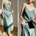 thumbnail image 3 of Laklulu Vestido largo de cóctel con escote en V y tirantes para mujer, vestido de fiesta para invitados a la boda, vestido formal de noche para cóctel, verde, XL, 3 of 6