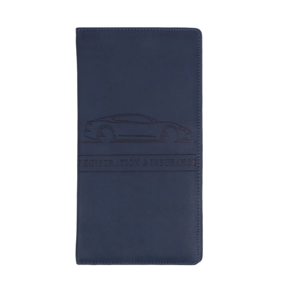 YEESHU Car Registration and Insurance Card Holder with Zipper, Vehicle Glove Box Car Organizer for Documents Cards and License, PU Car Document Wallet – Navy Blue