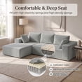 thumbnail image 3 of OMNIBERG L-Shaped Boneless Modular Sectional Sofa, Corduroy Cloud Couch with Reversible Chaise, Deep Seat, 10-Inch Armrests and 5 Pillows for Living Room, Grey(Left Facing Chaise), 3 of 9