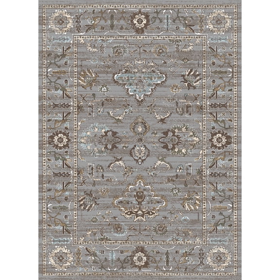 Radici Usa Colosseo Area Rug 3562 Traditional Grey Bordered Leaves 3' 3" x 4' 11" Rectangle