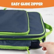 Bentology Insulated Lunch Box w Snack Pocket & Water Bottle Holder-Girls or Kids School Lunchbox Tote Keeps Food Hotter or Colder Longer - Blue/Green