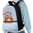thumbnail image 4 of Uourmeti Hedgehog Autumn Mushroom Print Backpack, Adjustable Pressure Relief Shoulder Straps School Backpack 17 Inch Durable Student Bookbag for Work, 4 of 6