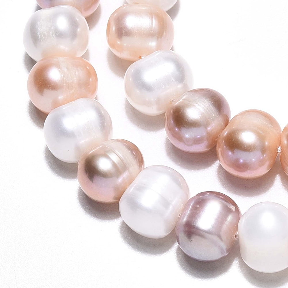 2Strand Natural Cultured Freshwater Pearl Beads Strands Grooved Potato Mixed Color 6~7.5x7~9mm Hole: 0.6mm about 51~52pcs/strand 13.98~14.17 inch(35.5~36cm)