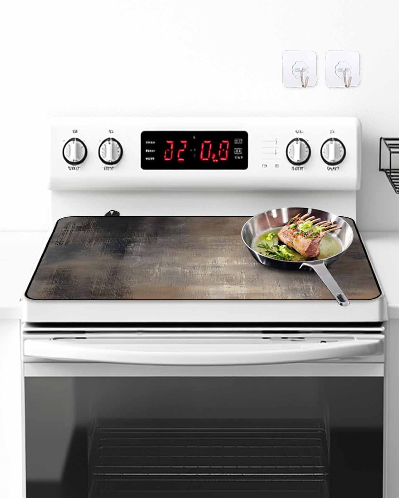 Stove Top Covers for Electric Stove, Brown Glass Stovetop Cover Protector, Modern Abstract Art Ombre Oil Painting Induction Cooktop Protector Oven Mat for Kitchen Countertop 24"x21"
