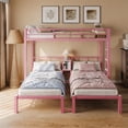 thumbnail image 4 of Ktaxon Metal Twin Triple Bunk Bed, Twin over Twin over Twin XL Bed Frame for 3, Separates Into 3 Twin Beds, Pink, 4 of 9