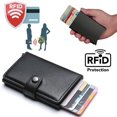 thumbnail image 1 of Black-RFID NFC Protection Wallet Card Holder 5pcs Cards (Genuine Leather) Black, 1 of 5