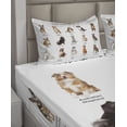 thumbnail image 2 of Ambesonne Colorful Fitted & Top Sheet Set with Shams, Puppy Breeds Family, Multicolor, 2 of 4