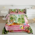 thumbnail image 2 of Manfei Wild Tiger Print Full Size Comforter Sets, Princess Pink Bathroom Bedding Comforter Set, Tropical Green Palm Tree Bedding Sets, Microfiber Bedroom Decor Reversible 3 Pieces, 2 of 8
