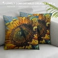 thumbnail image 3 of Fenyluxe Decorative Couch Throw Pillow Covers, Square Set Cushion Case, Soft Couch Pillow Covers - Sunflower Pattern White, 3 of 5