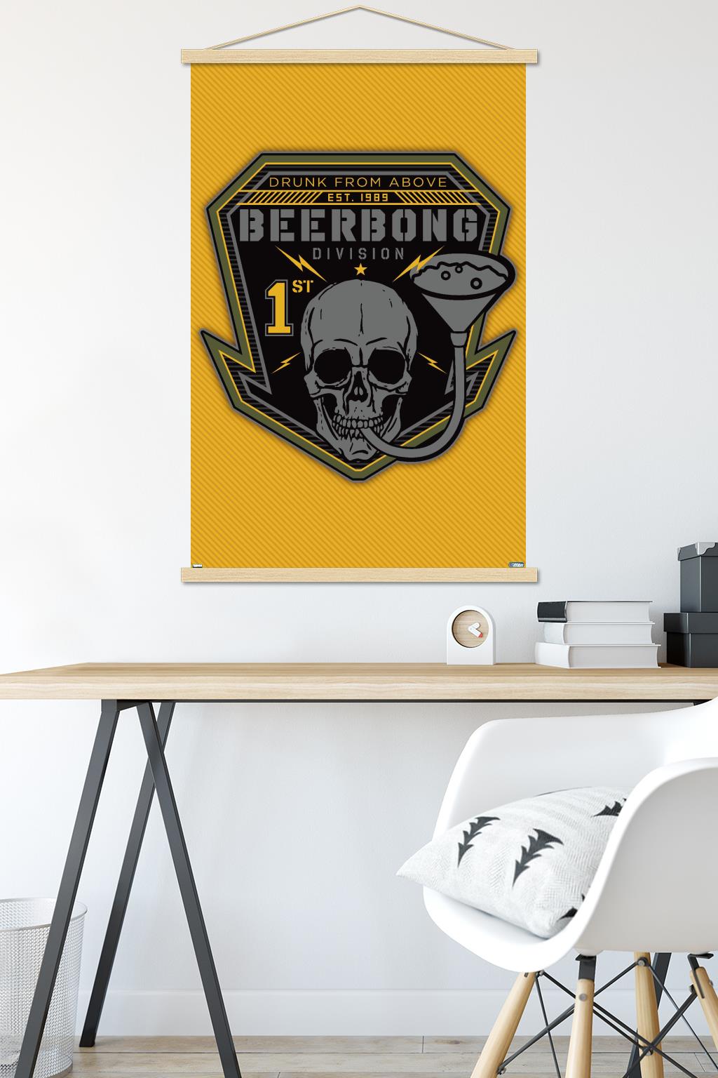 Lunch Hour Productions - Beerbong Division Wall Poster with Magnetic Frame, 22.375" x 34"