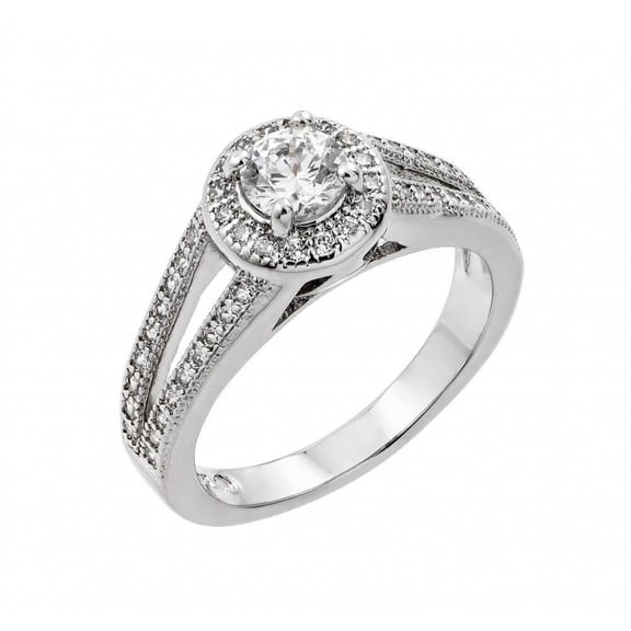 Rhodium Plated Sterling Silver 925 Clear CZ Bridal Engagement Ring White Jewelry Female Size 6