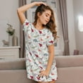 thumbnail image 3 of Fuzoiu Cute Dinosaur Print Women Nightgowns, Soft Comfy Lightweight Short Sleeves Sleepwear,Crew Neck Loungewear, 3 of 6