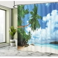 thumbnail image 4 of Ambesonne Seascape Shower Curtain, Mahe Island in Seychelles, 69"Wx84"L, Green Blue Aqua, 4 of 4