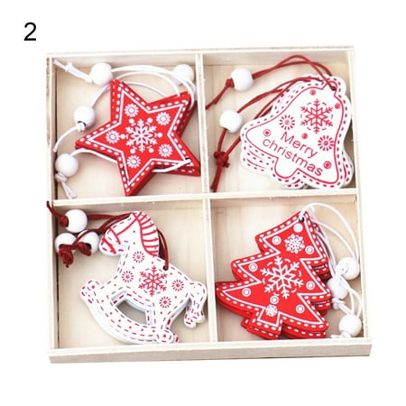 

JHTongC 1 Set Christmas Pendant Vintage Style Star Jingle Bell Shaped Snowflake Print Snowflake Present Christmas Tree Decorations for Home