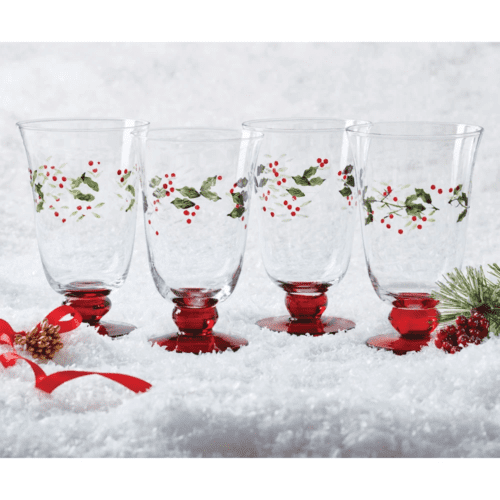Pfaltzgraff Winterberry 14 oz Glass Water Goblet, Set of 4