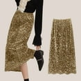 thumbnail image 2 of Telankuip Women's Velvet Sequin Skirts Wrap Sparkly Retro Midi Straight Skirt High Waist Stretchy Bodycon Night out Party Outfits Khaki One Size, 2 of 4