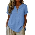 thumbnail image 2 of Embroidered Cotton Linen Tops Summer Linen Tops Oversized Linen Shirts For Women Gauze Shirts For Women Summer Blouses For Women Womens Summer Tops Peasant Blouse Gauze Tunic Tops For Women, 2 of 9