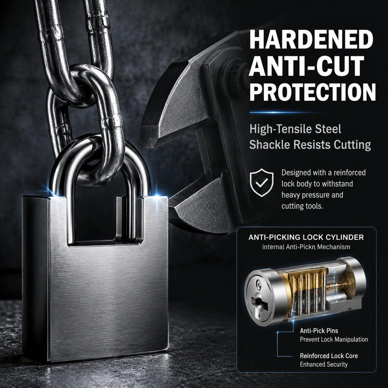 Security Chain Lock, 31 inch Heavy Duty 8mm Thick Chain and Lock, Galvanized Anti-Rust and Anti-Theft Chain and Padlock - Chain Lock for Bike, Bicycle, Scooter, Motorcycle, Door, Gate, Fence