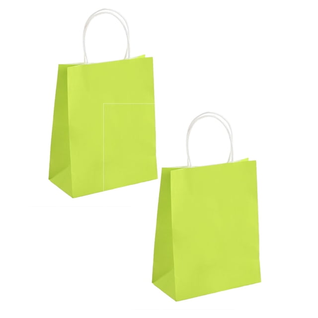 Oleegame 2 Pcs 4 Pcs Sac en Papier à Main Sac en Papier Kraft Emballage Sac-Cadeau Sac de Magasinage Coloré Vert