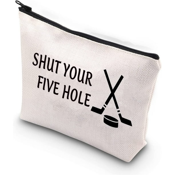 Hockey Gift for Girls Ice Hockey Makeup Bag Ice Hockey Player Gift Hockey  Coach Gift Shut Your Five Hole Zipper Pouch