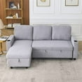 thumbnail image 5 of 78.7" L-Shaped Combo Sofa with Storage Chaise, Reversible Sleeper Sofa with Pull-out Bed, Side Pockets and Cup Holders, Living Room Furniture Sets for Tight Spaces Office Apartment, Light Gray, 5 of 7