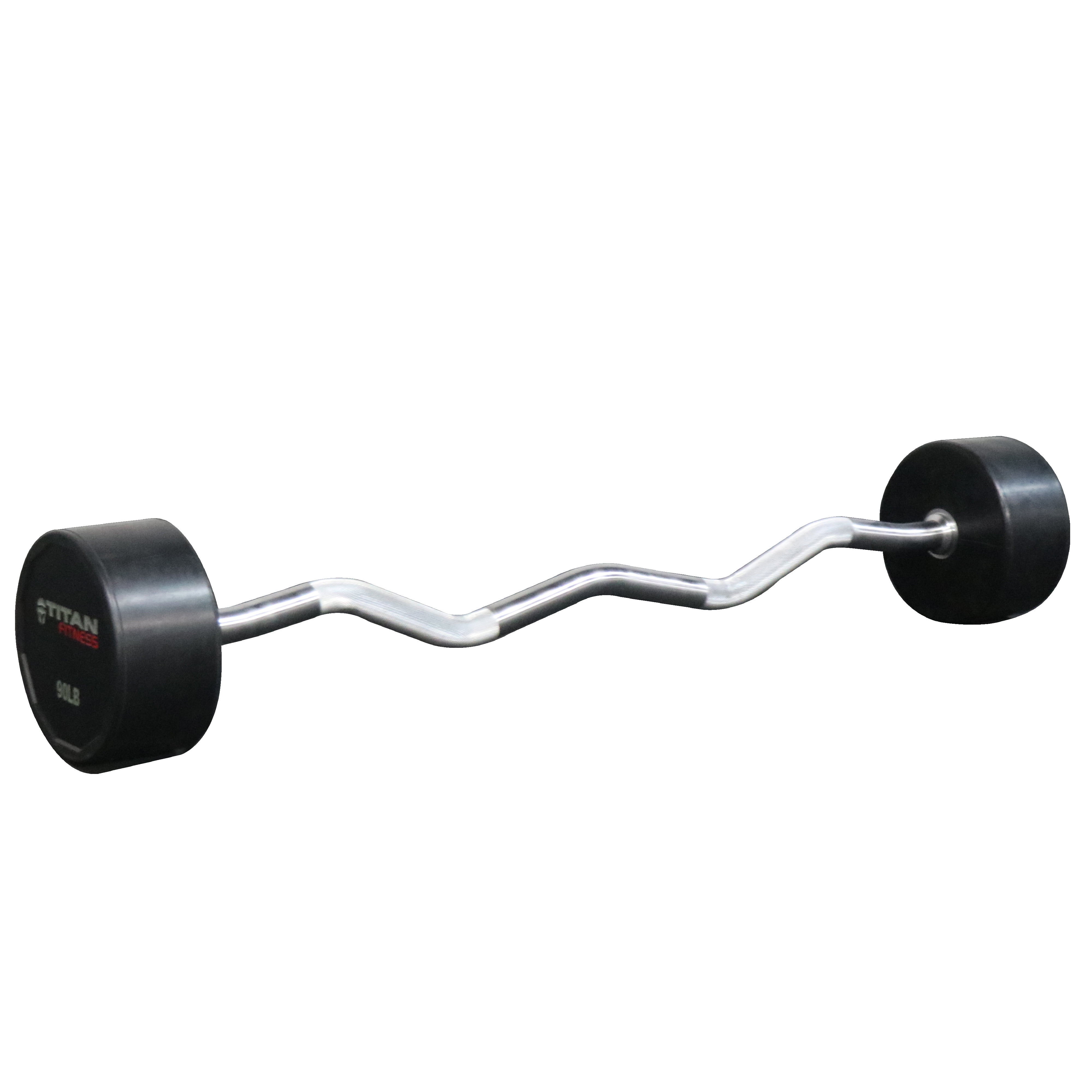 Titan Rubber Fixed Barbell EZ Curl 90 LB