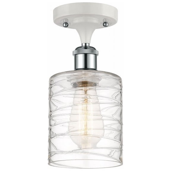516-1C-WPC-G1113-LED-Innovations Lighting-Cobbleskill - 1 Light Semi-Flush Mount In Art Nouveau Style-13 Inches Tall and 5 Inches Wide White/Polished