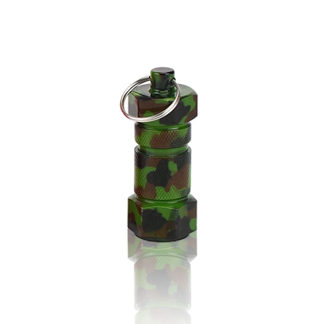 Llavero Píldora Estuche Organizador Aleación de aluminio Impermeable Tableta Contenedor Caja portátil Caché Holder Harde Cuidado de la Salud Pillbox Camuflaje Eigraketly HA010391-04