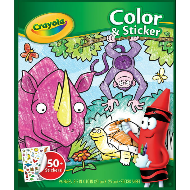 Crayola Jungle Animal Coloring Book With 50 Stickers Gift For Kids 96 Pages Walmart Com Walmart Com