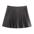 thumbnail image 4 of HH TRAF Falda mini de cintura alta con cremallera lateral para mujer, elegante, de verano, lisa, con pliegues anchos, para mujer, 4 of 5