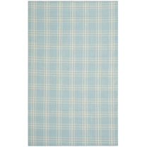 SAFAVIEH Kilim Idella Striped Wool Area Rug, Light Blue/Yellow, 4' x 6'