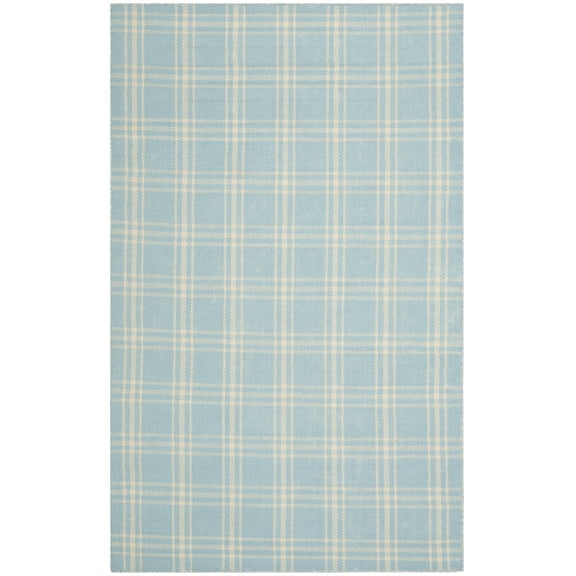 SAFAVIEH Kilim Idella Striped Wool Area Rug, Light Blue/Yellow, 4' x 6'
