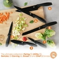 thumbnail image 2 of Knife Set with Block, 6 Kitchen Knives and a Universal Knife Holder, Extra Sharp Stainless Steel Blades for Precise Cutting with Non Stick Coating & Soft Touch Easy Grip Handles, Black, 2 of 4