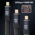 thumbnail image 2 of Xiwai 0.2M USB4 Cable 20Gbps Flat Slim FPC Cable with 100W and 8K@60Hz 5K@60Hz USB4.0 Compatible with Thunderbolt3/4, 2 of 5