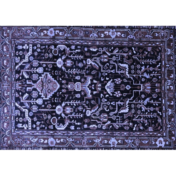 Ahgly Company Machine Washable Indoor Rectangle Persian Blue Traditional Area Rugs, 6' x 9'