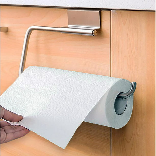 Chrome Paper Towel Holder Over Cabinet Door Soft Sponge won't scratch
