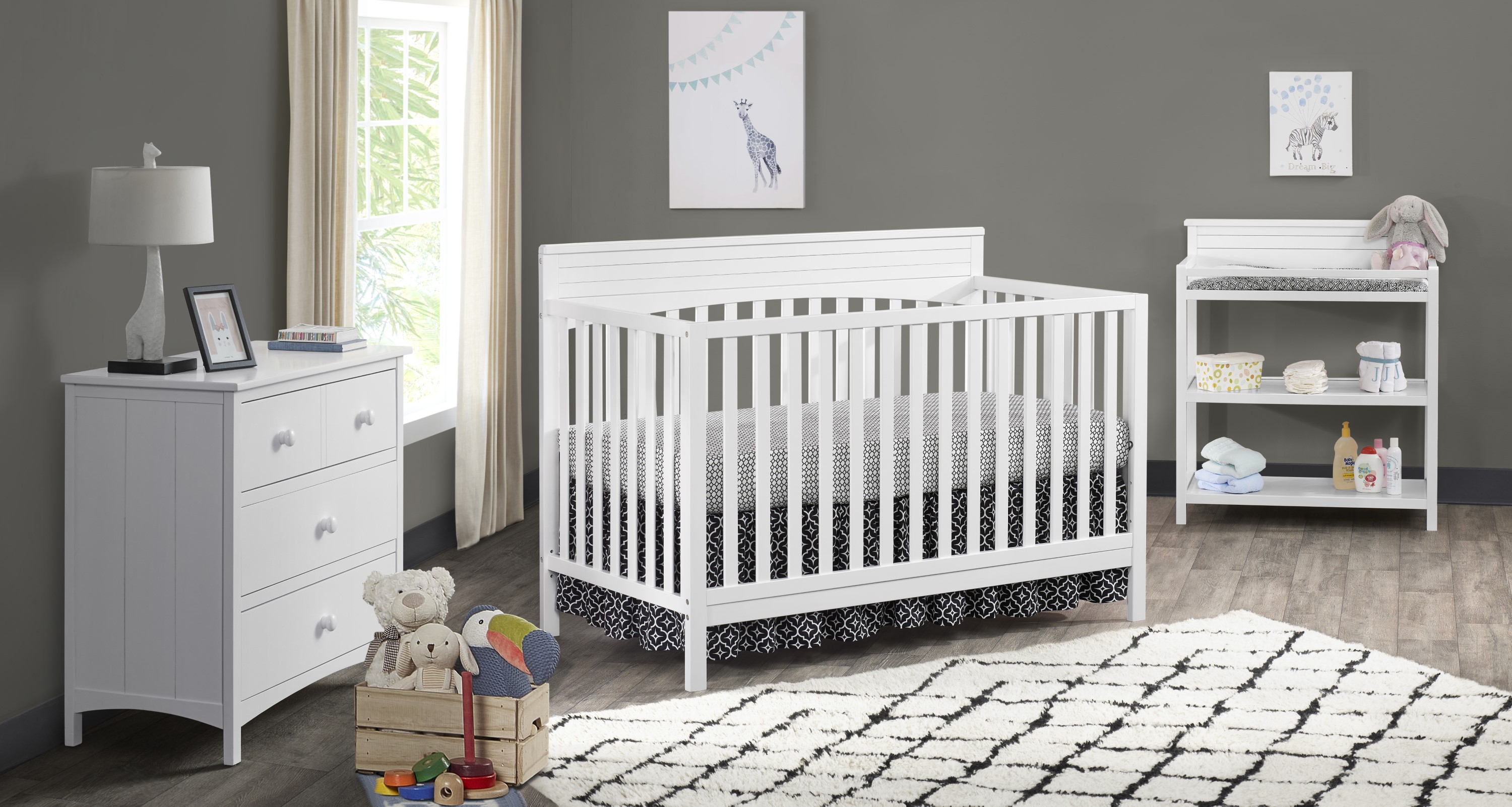 Oxford Baby Harper 4-in-1 Convertible Crib, Snow White, GREENGUARD Gold Certified, Wooden Crib - image 3 of 11