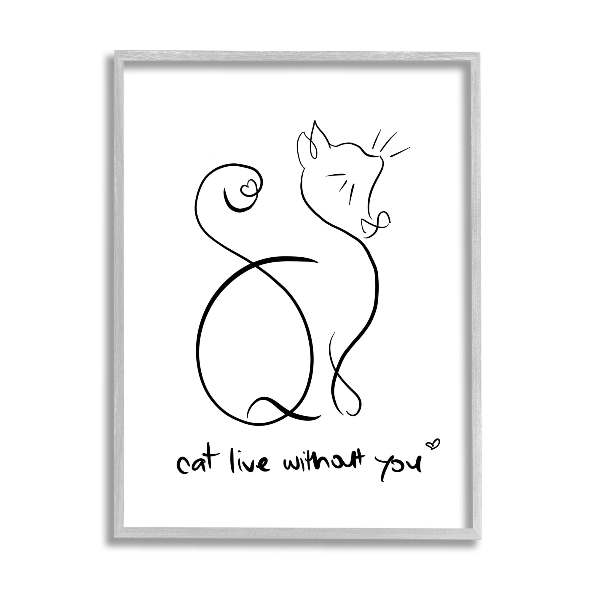 Stupell Industries Cat Live Without You Phrase Feline Pet Pun, 16 x 20, Design by Anna Quach