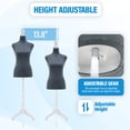 thumbnail image 3 of FDW Dress Form Sewing Mannequin - 50-63" Adjustable w/Wooden Tripod Stand，Grey, 3 of 7