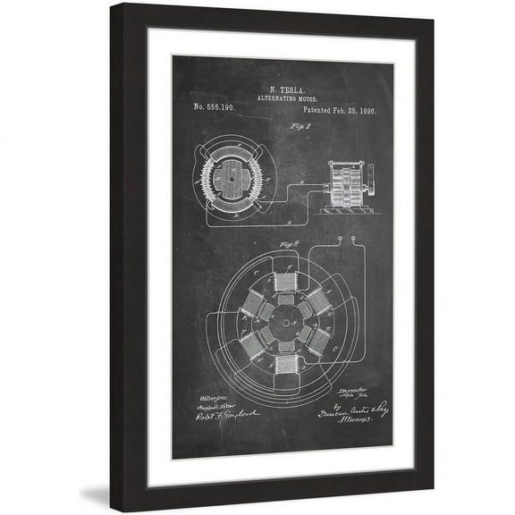 "AC Motor 1896 Chalk" Framed Painting Print